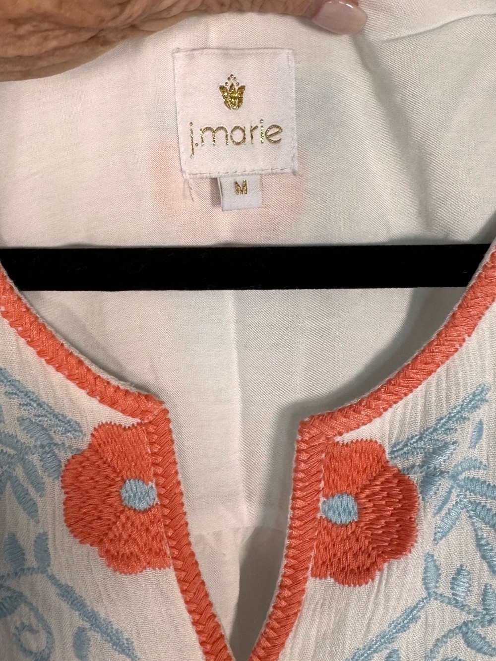J. Marie Embroidered Boho Midi Dress White Floral Flutter Sleeve Cottagecore M - Picture 4 of 12